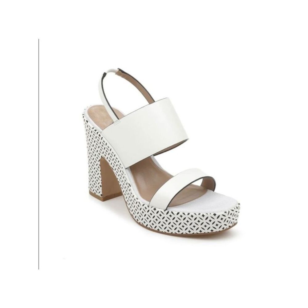 NWT ZAC ZAC POSEN Womens White Virginia Platform Leather Sling Back Sandals 7